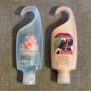Two Unused Avon Shower Gels: Black Cherry & Nutmeg AND Cherry Blossom